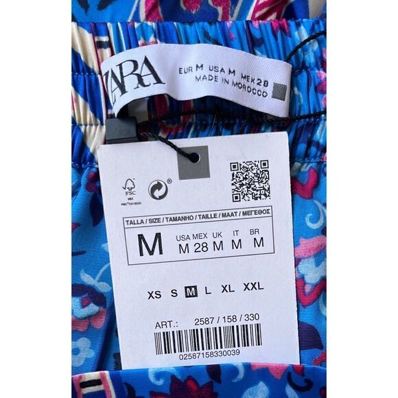 NWT Zara Satin Effect High Waisted Wide Leg Printed Pants, Size Medium - Picture 12 of 16